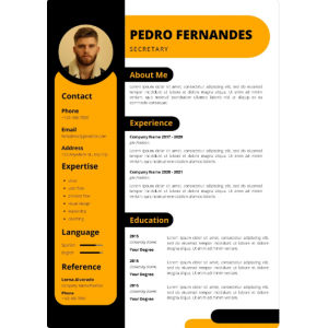 Orange & Black Minimalist Secretary Resume rendu final format PDF 