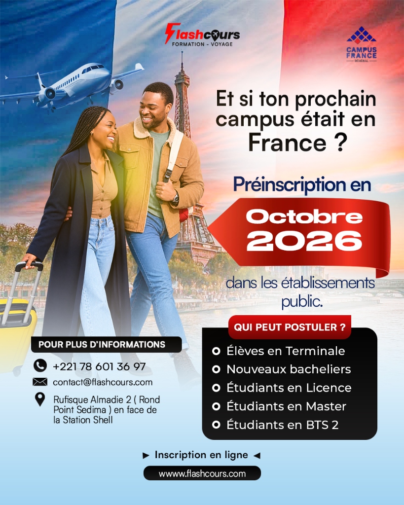 Affiche officielle FLASHCOURS — Et si ton prochain campus était en France ?